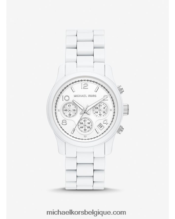 montre de piste mince 40HHNV3960 blanc unisexe Michael Kors