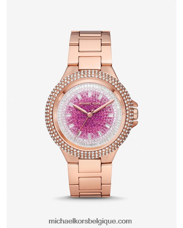 montre oversize camille ombre pavée 40HHNV3966 or rose unisexe Michael Kors