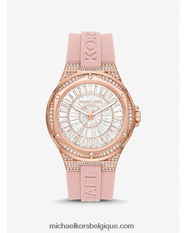 montre surdimensionnée en pavé de lennox et en silicone 40HHNV3968 rougir unisexe Michael Kors