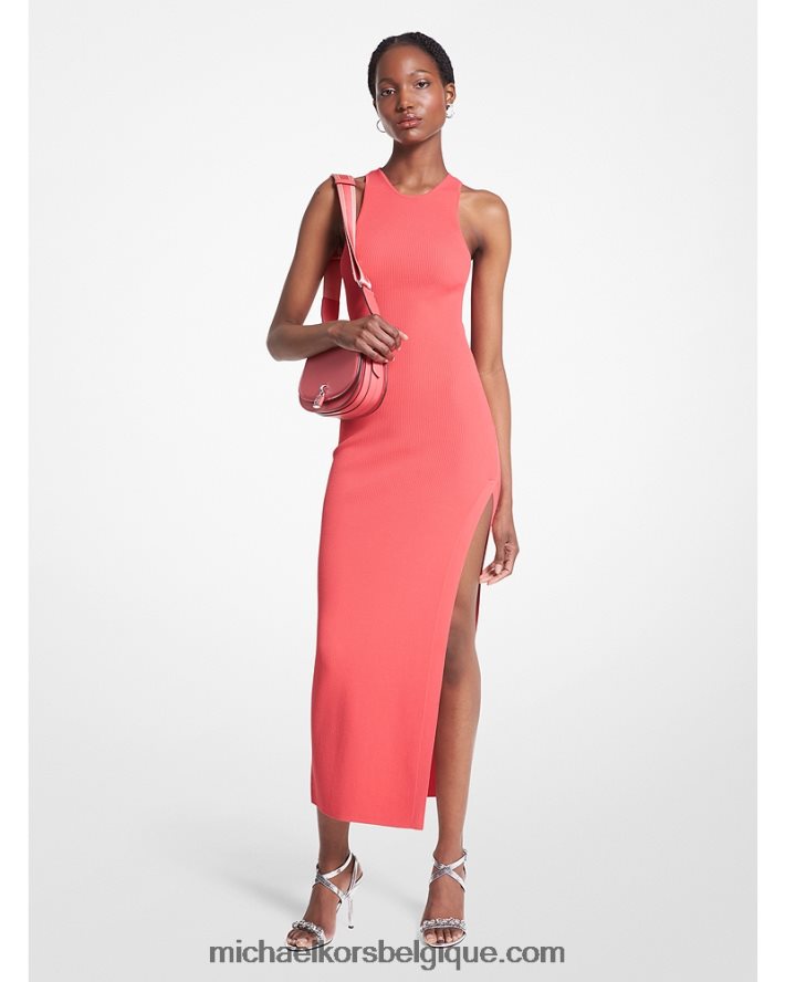 robe débardeur en maille stretch côtelée 40HHNV1 géranium femmes Michael Kors
