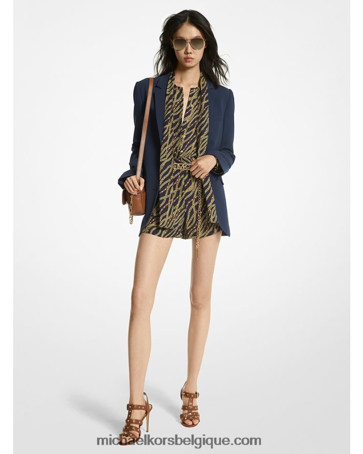 blazer boyfriend en crêpe 40HHNV197 bleu nuit femmes Michael Kors